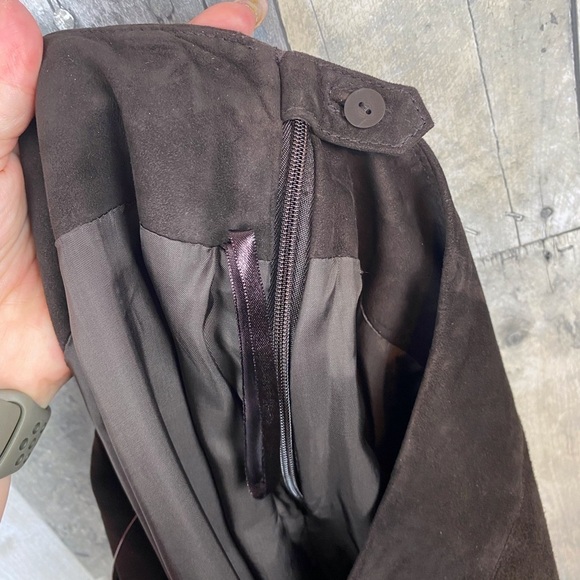 Eileen Fisher Suede 27” Gored Skirt With Yoke in Chocolate Brown Size XL New! - Picture 3 of 8